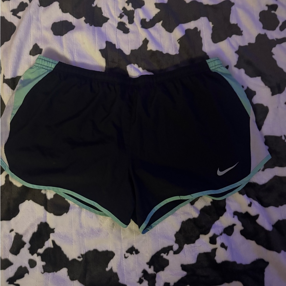 Nike Women's Black and Teal Athletic Shorts